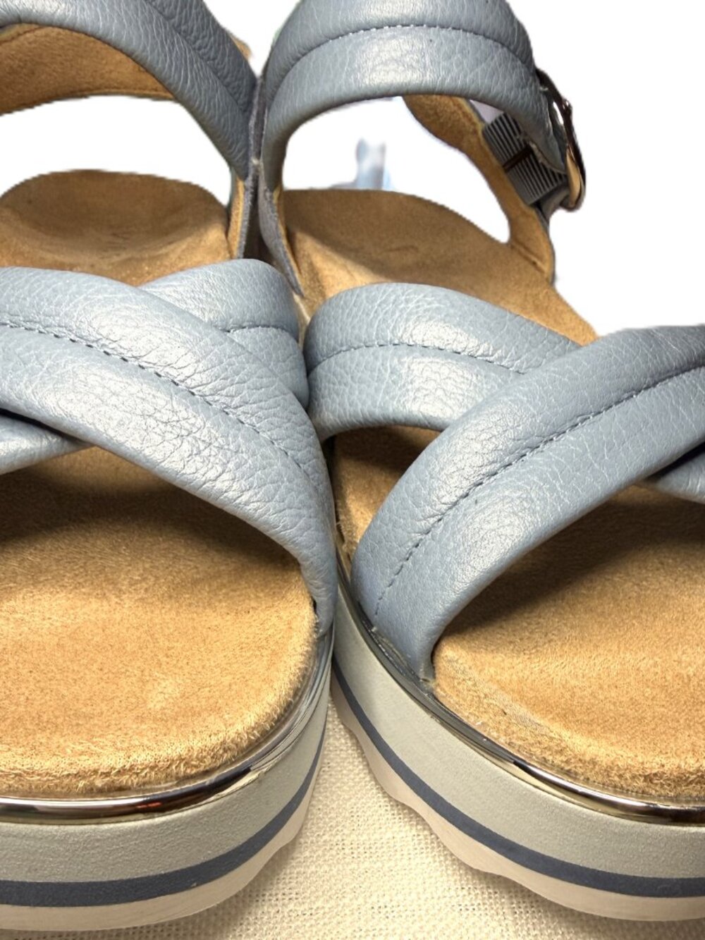 Vionic Reyna Leather Platform Slingback Sandals Light Blue Women's Size 9 - Picture 2 of 12